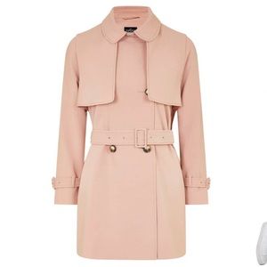 Topshop Pink Belted Double Breasted Trench Coat